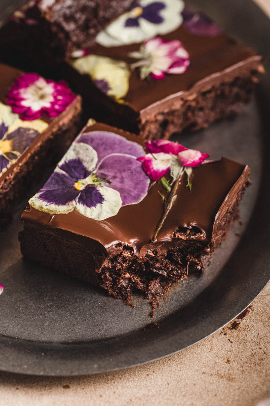 fudge brownie flores comestibles