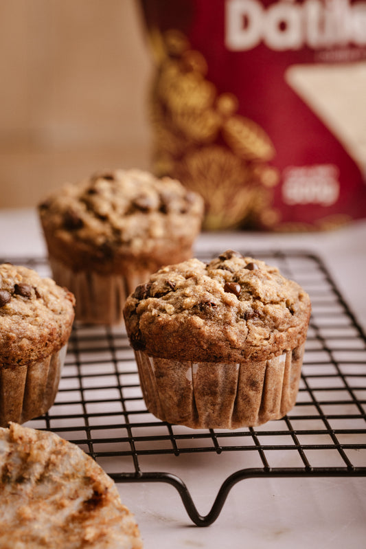 Muffins de plátano y chips de chocolate