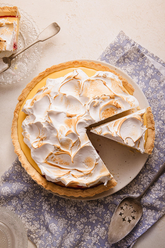 Pie de maracuya y frambuesas
