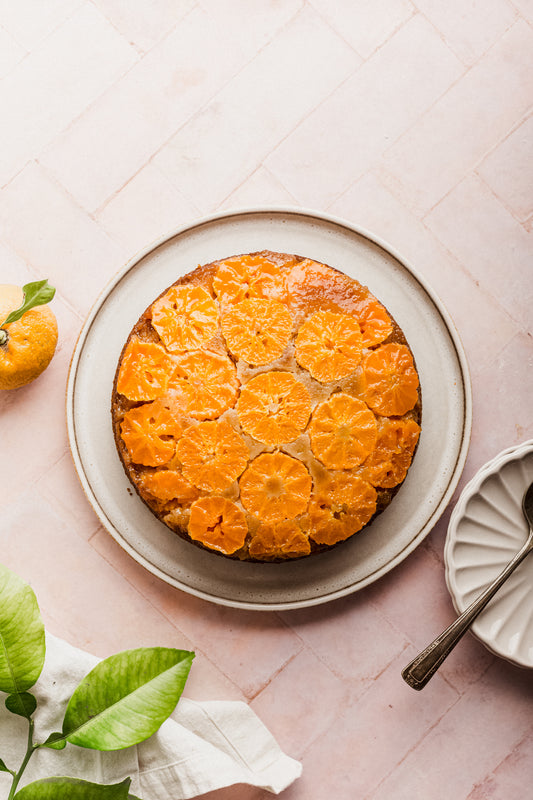 Queque volteado miel mandarina upside-down cake
